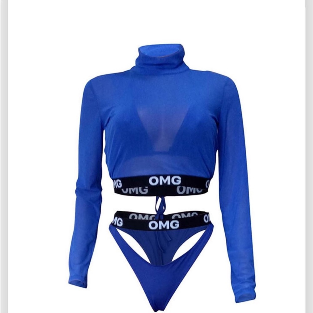 Women’s 3pc thong bikini w/ see thru mesh top